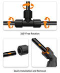 16 Pack One Quarter Inch Quick Connect Drip Irrigation Tee Fittings For One Quarter Inch Tubing No Tools Needed Leak Free Durable And Easy To Install For Gardens Farms And DIY Irrigation Systems showing 360-degree connection.