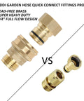 Heavy Duty Built Tough Three Quarters Inch Full Flow Garden Hose Quick Connect Fittings Lead Free Brass Full Port Connectors