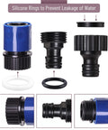 Garden Hose Quick Connectors Set With Four Male And Four Female Fittings And Four Faucet Adapters, 3/4 Inch, silicone rings shown