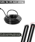 No Fuss Quick Connect One Quarter Inch Drip Irrigation Tee Connectors with tubing, close-up on smooth tubing ends for leak-free design.