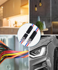 Two Wire Quick Disconnect Connectors for 16-18 AWG Solderless Wiring, No Stripping Required, Fast And Secure Electrical Connections For Cars, LED Lights, And DIY Builds, 12 Pairs.