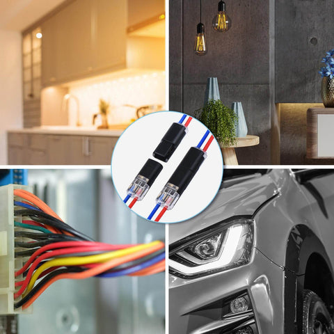 Two Wire Quick Disconnect Connectors for 16-18 AWG Solderless Wiring, No Stripping Required, Fast And Secure Electrical Connections For Cars, LED Lights, And DIY Builds, 12 Pairs.