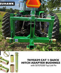 Tractor with Two Pack CAT 1 Quick Hitch Adapter Bushing Kit With Top Link Pin And Lynch Pin for 3-point hitches