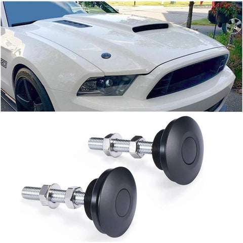 Quick latch hood pins universal kit, 2.44 inch diameter push button quick release hood pins on white car and product display