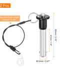 Two Pack Quick Release Pins Half Inch Diameter By One Point Six Inch Length Ball Locking Pins With Push Button and Wire