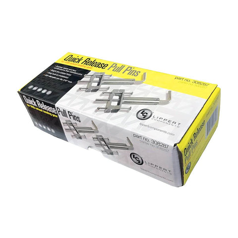 Quick Release Pull Pin For Fifth Wheel Landing Gear No Fuss One Time Install Keeps Leg Drop Easy And Smooth Works With All Jack Types Durable Silver Finish Ideal Upgrade For RVs And Trailers Heavy Duty Landing Gear packaging