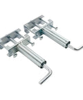 Quick Release Pull Pin For Fifth Wheel Landing Gear No Fuss One Time Install Keeps Leg Drop Easy And Smooth Works With All Jack Types Durable Silver Finish Ideal Upgrade For RVs And Trailers Heavy Duty Landing Gear view of two silver pins