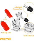 Built Tough 4 Pack Quick Release Toggle Clamps With 300 Lb Holding Capacity showing non-slip grip and adjustable tips Powertec 201B