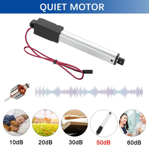 Tiny But Mighty 12V Mini Linear Actuator with 0.4 Inch Stroke, 42 Lbs Load, quiet motor, ideal for robotics and home automation