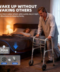 Man using walker with Replacement Heavy Duty Aluminum Caster Wheels For Standard Walker Aids With Non Slip Foot Pads