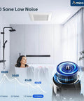 Quiet 110 CFM Bathroom Exhaust Fan With 1.0 Sones For Low Noise Bathroom Ventilation Ceiling Mounted No Attic Access Needed Easy Install 4 Inch Duct ETL And FCC Certified Amico in a modern bathroom setting
