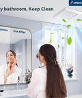 Woman in bathroom with Quiet 110 CFM Bathroom Exhaust Fan With 1.0 Sones For Low Noise Bathroom Ventilation Ceiling Mounted