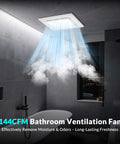 Installed Ultra Quiet Bathroom Exhaust Fan With Light 144 CFM 1 Sone DC Motor 35W 6500K 1200LM LED in modern bathroom