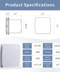 Quiet 110 CFM Exhaust Fan With 1.0 Sones White Square Ceiling Or Wall Mount For Bathroom 5.9 Inch Duct 7.6 Inch Panel