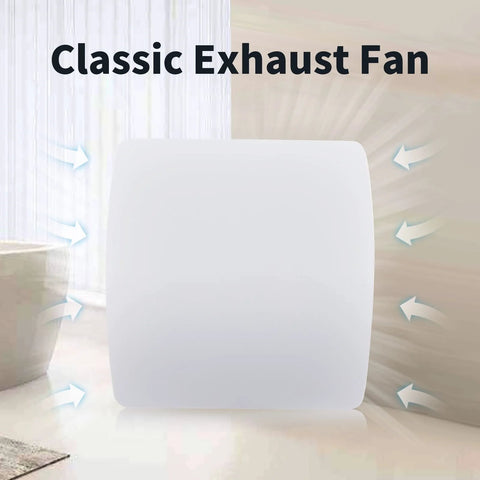 Quiet 110 CFM Exhaust Fan With 1.0 Sones White Square Ceiling Or Wall Mount for bathroom and office, side view