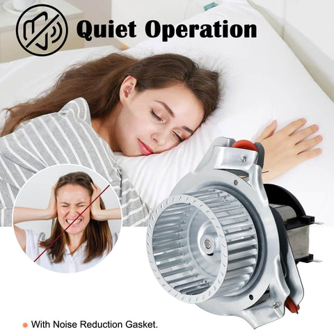 Furnace Draft Inducer Blower Motor Assembly Replacement For Carrier Bryant Payne Jakel Inducer HC21ZE121A J238-100-10108 J238-100-10108AT Fits Jakel Furnaces shown with sleeping woman and noise reduction feature