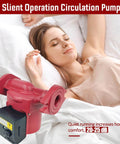 Hot Water Recirculation Pump For Home Use 115V With 3 Speed Control next to a sleeping woman, highlighting quiet operation.