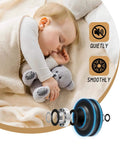Quiet sliding technology for Double Sliding Barn Door Hardware Kit - 12 FT Black Heavy Duty Steel, shown with baby sleeping soundly.