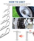 Fifty Pcs Cotter Pin Assortment Kit With Heavy Duty R Clips For Trailers Lawn Mowers Trucks Mechanics And DIY Projects Zinc Plated Steel Rust Resistant UV Safe Spring Fasteners And Hitch Pin Hardware shown with installation guide.