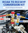 R1234YF To R134A Quick Coupler Kit For Automotive AC DIY Friendly Dual Side Adapters with 14 mm high and low side connections