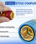R1234YF To R134A Quick Coupler Kit with brass and aluminum adapters showcasing 6 ball design and sealing ring for automotive AC