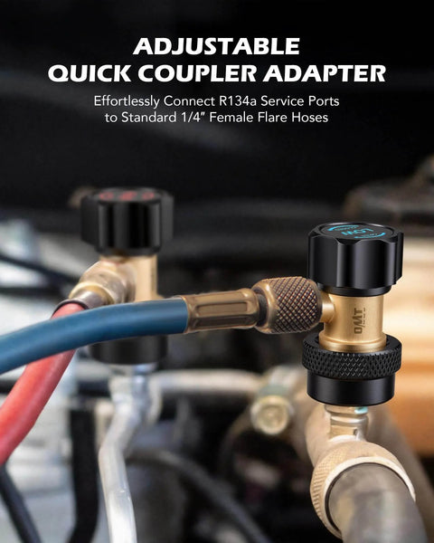 R134a Quick Coupler Adapters High And Low Pressure Two Piece Fitting Set With One Quarter Inch Male Flare Quick Connectors