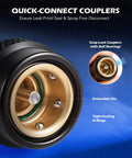 Close-up of R134a Quick Coupler Adapters High And Low Pressure Two Piece Fitting Set With One Quarter Inch Male Flare Quick Connectors