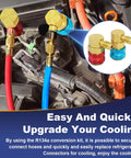 R134a Quick Coupler Kit For Car Air Conditioning Freon Fittings DIY Friendly Brass 6 Ball Quick Connect in engine view