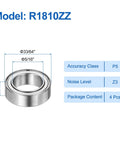 R1810ZZ Deep Groove Ball Bearings Double Shielded 5/16 Inch Inner Diameter 33/64 Inch Outer Diameter 5/32 Inch Height Chrome Steel