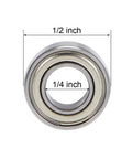R188ZZ Double Shielded Deep Groove Ball Bearings Chrome Steel One Quarter Inch Bore One Half Inch Outer Diameter Three Sixteenth Inch