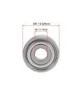 R2ZZ Deep Groove Ball Bearing 1/8 Inch Inner Diameter 3/8 Inch Outer Diameter 5/32 Inch Width front view with measurements