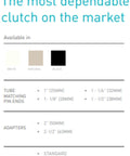 Chart with color options and sizes for R3 Roller Shade Clutch for 1 1/8" Tube - Natural, for Roller Shades.