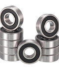 R4-2RS Deep Groove Ball Bearings, ID 1/4" x OD 5/8" x Width 9/32", double rubber sealed, stacked chrome steel bearings, 10 pcs