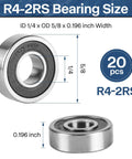 R4-2RS Double Sealed Miniature Bearings One Quarter Inch ID And Five Eighths Inch OD 0.196 Inch Thick 20 Pack