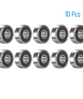 Ten R4A-2RS Deep Groove Ball Bearings 1/4 Inch Bore 3/4 Inch Outer Diameter 9/32 Inch Width Chrome Steel with Black Seals