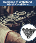 Pro-Grade R6-2RS Ball Bearings Set 1/4 By 5/8 By 0.196 Inch Double Sealed For Quiet Smooth Performance in machinery.