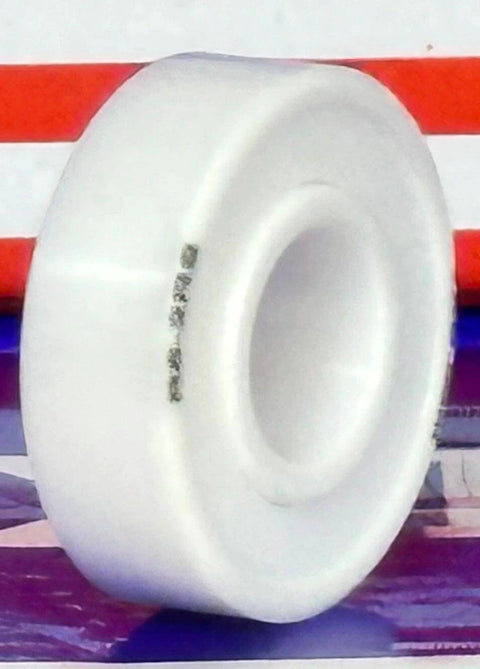 R6-2RS Full Ceramic Ball Bearing 3/8" x 7/8" x 9/32" inch - Miniature, close-up showing PTFE-sealed design and zirconia ceramic material
