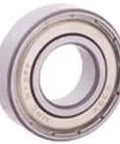 Close-up of R6FF Inst And Mini MRC R Series Small Inch Size Ball Bearing Three Eighths Inch Bore Seven Eighths Inch Outer Diameter Nine Thirty Seconds Inch Width Double Shielded No Snap Ring Single Row Radial Steel Bearing.