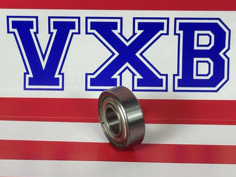 R6ZZ Shielded Ball Bearing 3/8 x 7/8 x 9/32 inch miniature deep groove bearing with double metal shields on display with VXB logo