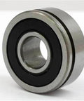 R8-2RS Ball Bearing 1/2" Bore ID for Alternators, chrome steel, side view with dual rubber seals