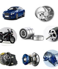 Collage of R8 2RS deep groove ball bearings with double rubber seals bearing steel, cars, bikes, appliances, and machinery.