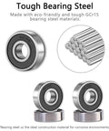 R8 2RS Ball Bearings 12 Pack For Miniature Projects And Small Motors Double Rubber Sealed Deep Groove Bearings Bearing Steel SHKI 1/2 In By 1-1/8 In By 5/16 In shown with tough GCr15 bearing steel materials