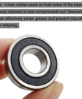 10 PCS R8-2RS Double Rubber Sealed Roller Ball Bearing 1/2 Inch Bore held in hand, close-up view showing rubber seal