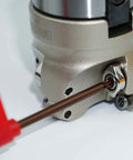 Close-up of Beefy 50mm EMR Round Dowel Face Mill Kit with R8 FMB22 Thread Shank being adjusted with T15 wrench