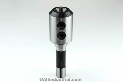 Front view of Beefy 1.25 Inch R8 End Mill Holder Adapter For Bridgeport Milling Tool Heavy Duty Hardened Alloy Forged Tool Steel.