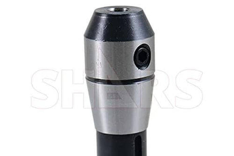 Close-up of R8 End Mill Tool Holder With Three Eighths Bore And Seven Sixteenths UNF Drawbar Thread, Gauge Length 1.11 In, Model 202-5302 By Shars