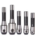 Five Piece R8 End Mill Holder Set With One Quarter Three Eighths One Half Five Eighths And Three Quarters Diameters Premium Alloy Forged Tool Steel Smooth Face Arbor Precision Ground Adapter For Bridgeport Type Milling Machines