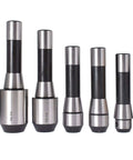 Five Piece R8 End Mill Holder Set With One Quarter Three Eighths One Half Five Eighths And Three Quarters Diameters Premium Alloy Forged Tool Steel Smooth Face Arbor Precision Ground Adapter For Bridgeport Type Milling Machines