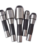 Five Piece R8 End Mill Holder Set With One Quarter Three Eighths One Half Five Eighths And Three Quarters Diameters Premium Alloy Forged Tool Steel Smooth Face Arbor Precision Ground Adapter For Bridgeport Type Milling Machines displayed front view
