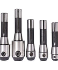 Five Piece R8 End Mill Holder Set With One Quarter Three Eighths One Half Five Eighths And Three Quarters Diameters Premium Alloy Forged Tool Steel Smooth Face Arbor Precision Ground Adapter For Bridgeport Type Milling Machines